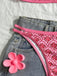 Bikini floreale con spalline sottili rosa anni '60