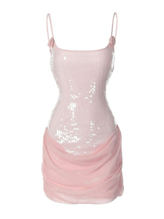 Mini abito con paillettes patchwork spalline sottilianni '80