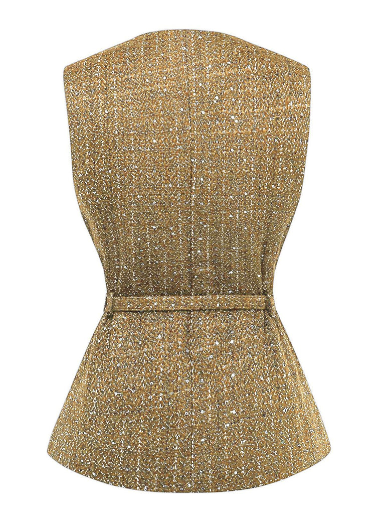 Gilet con cintura e bottoni in tweed anni '60