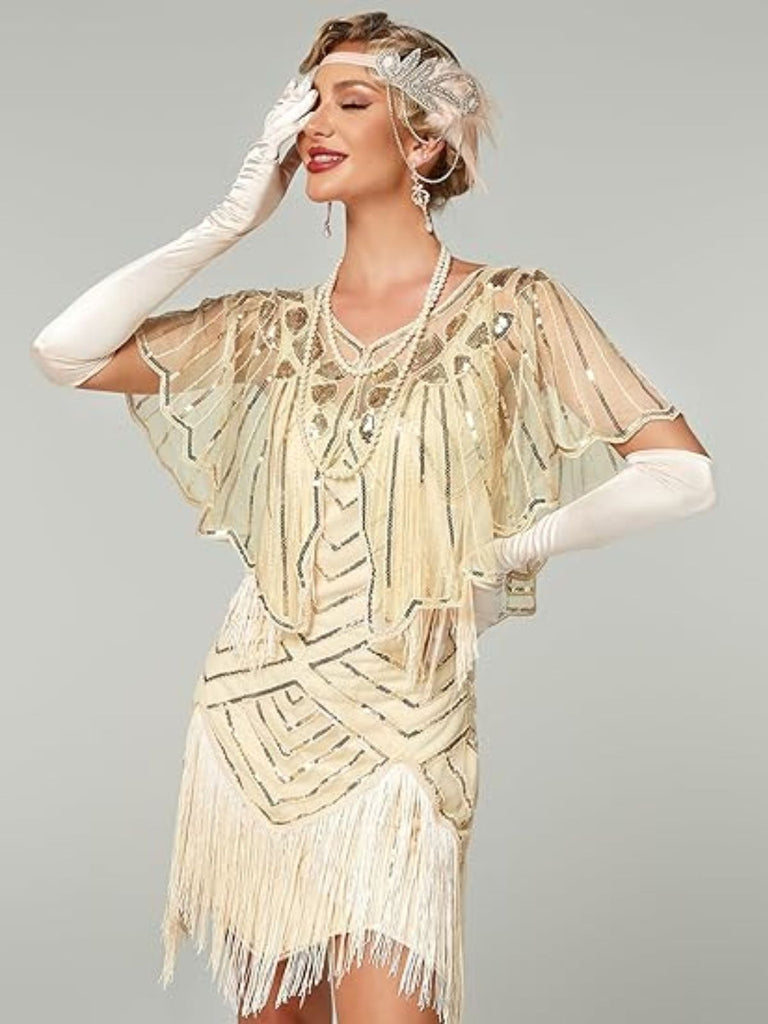 Mantella corta paillettes geometriche anni '20