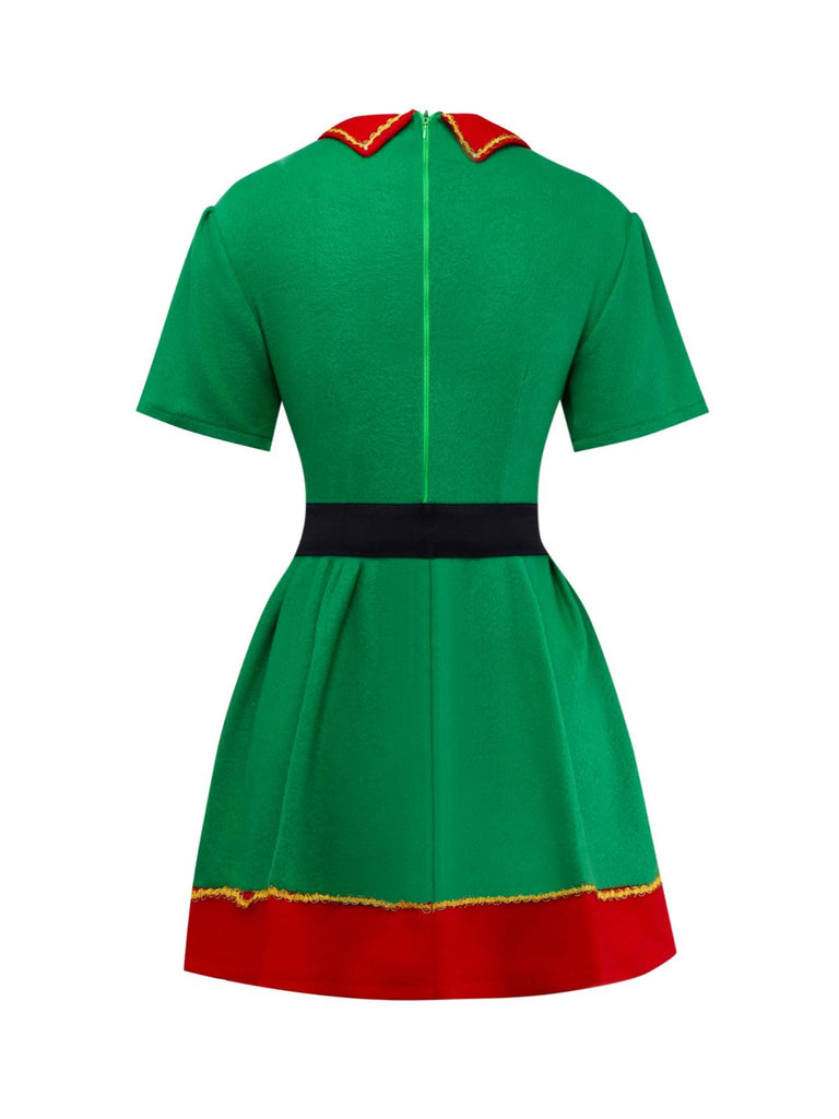 Costume da elfo di Natale per cosplay verde anni '60