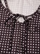 Abito a pois con scollo a V e spalline sottili marrone anni '80