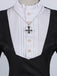 Abito con collana a croce in stile suora nero anni '40