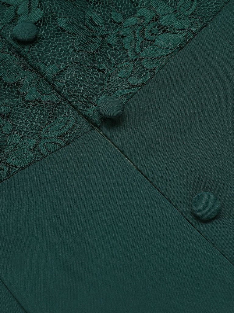 Abito in pizzo spalle scoperte verde scuro anni '60