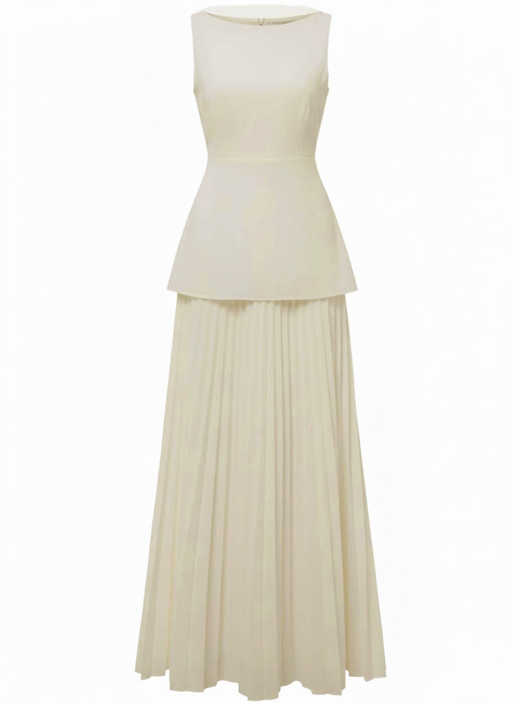 2PCS Top in maglia senza maniche e gonna plissettata anni '30