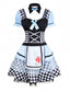 Abito grembiule Alice con maniche a sbuffo blu anni '60