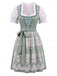 3PCS Abito Floreale Anni '50 e Top Bianco a Sbuffo e Grembiule