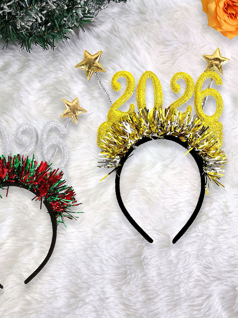 Fascia per capelli 2026 con stelle filanti per la festa di Capodanno