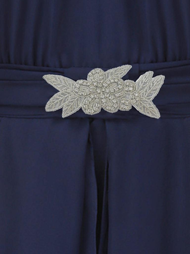 Abito in pizzo e strass con patchwork blu anni '20