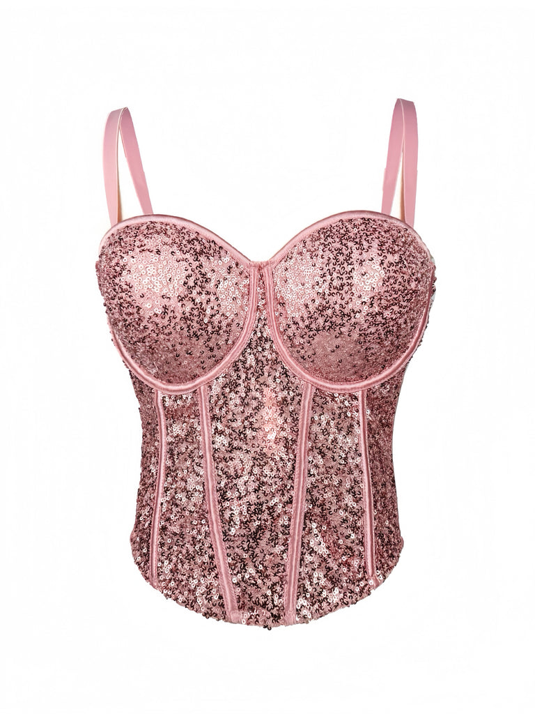 Corsetto punk con paillettes e stecche anni '80