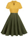 Abito bottoni stile Biancaneve cachi anni '50