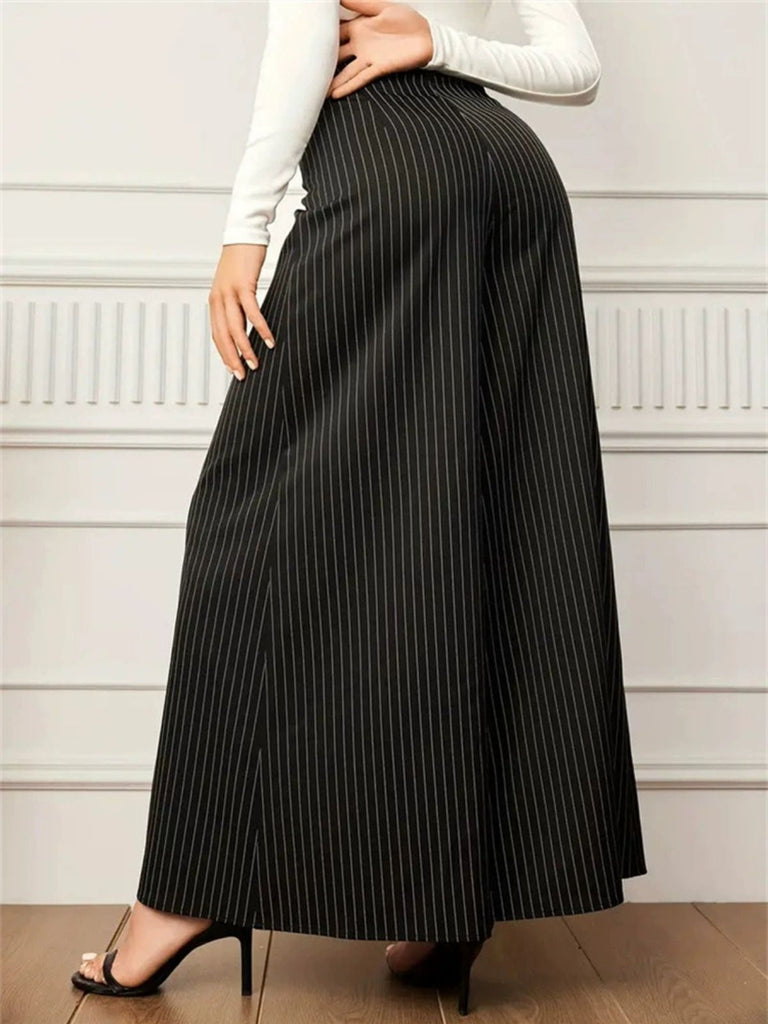 Pantaloni a gamba larga a righe gessato nero anni '40