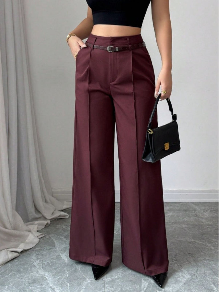 Pantaloni a gamba larga a vita alta bordeaux anni '60