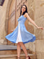 Abito con spalline sottili patchwork blu anni '50