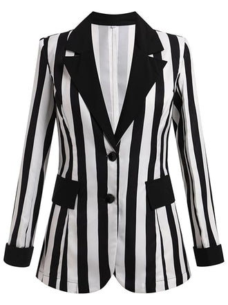 Blazer a righe con risvolto a contrasto bianco e nero anni '50