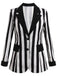 Blazer a righe con risvolto a contrasto bianco e nero anni '50