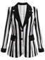 Blazer a righe con risvolto a contrasto bianco e nero anni '50