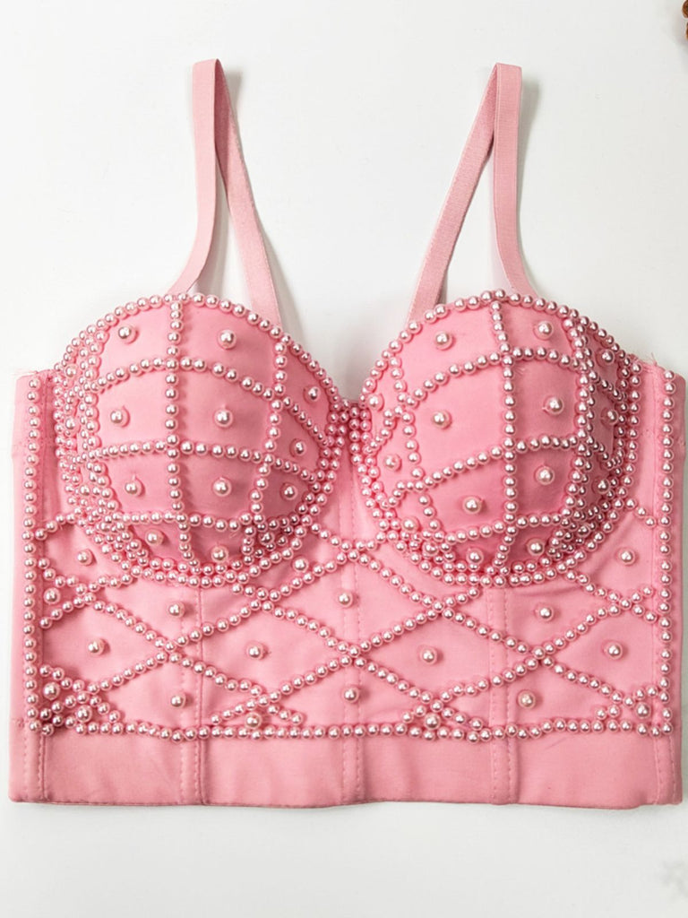 Corsetto in perle canotta a spina di pesce anni '80