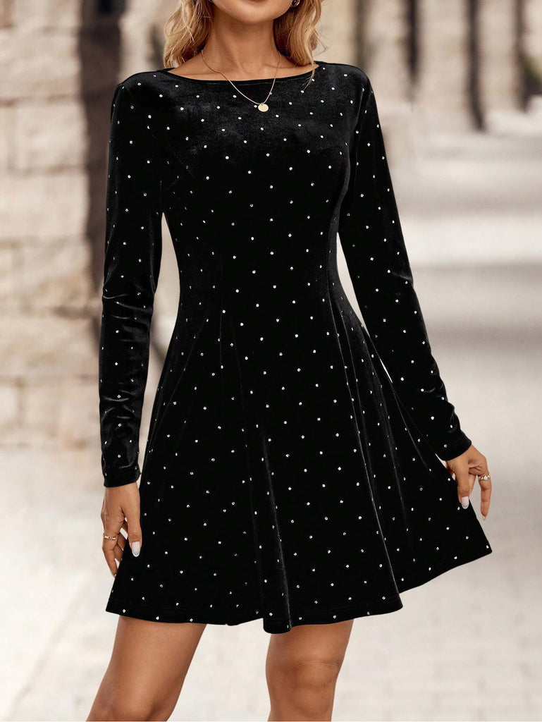 Abito da sera in velluto con strass anni '80