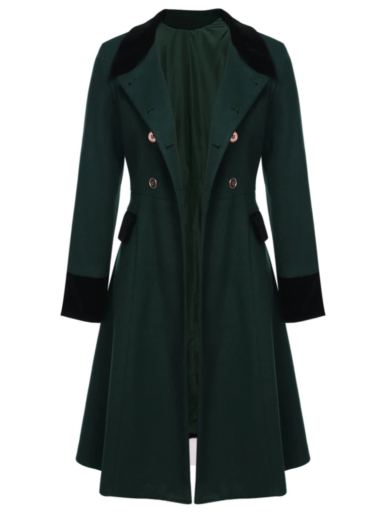 Cappotto con bottoni verde scuro anni '40