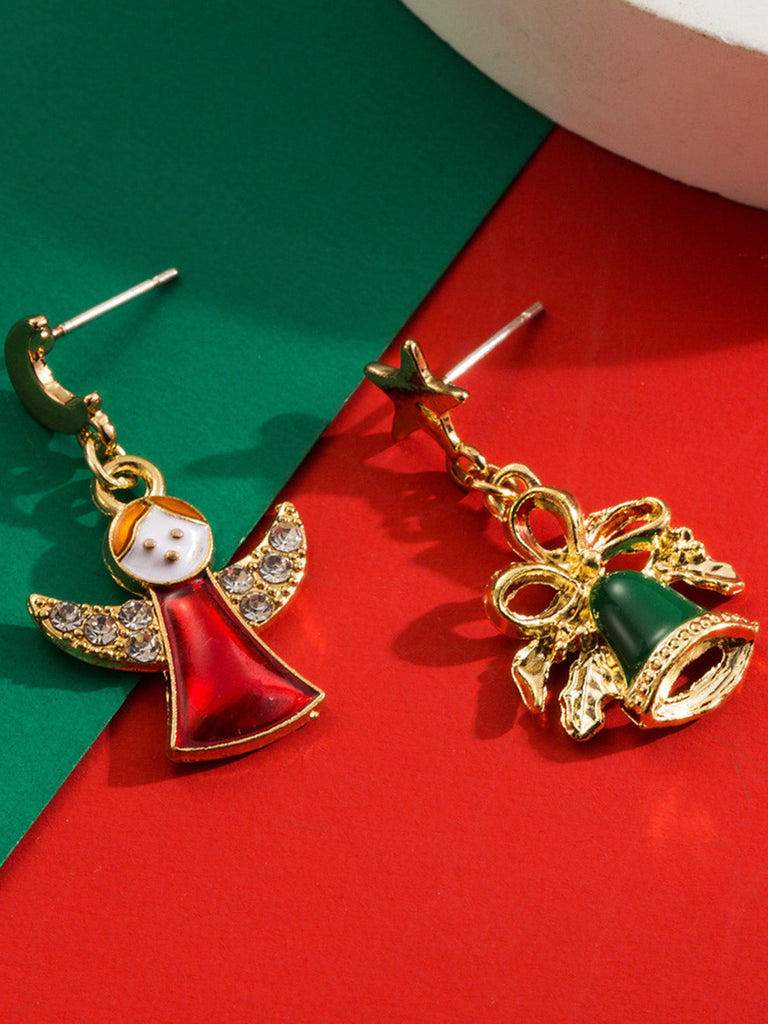 Orecchini pendenti con campanella di Natale e fiocco di neve