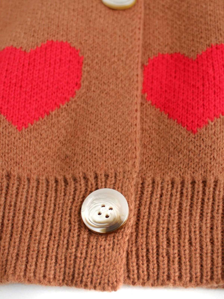 Cardigan in maglia con stampa a cuore per San Valentino anni '50