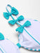 Costumi intero a righe fiocco cava spalline sottili blu anni '60