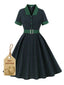 Abito con revers in tartan Blackwatch verde anni '50