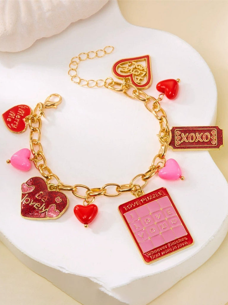 Bracciale con ciondolo a forma di cuore e rosa per San Valentino