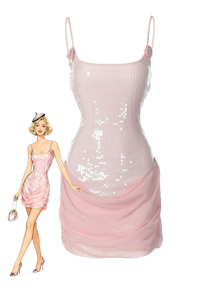 Mini abito con paillettes patchwork spalline sottilianni '80