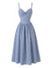 Abito Blu Anni '40 a Quadri Vichy con Bretelle Sottili