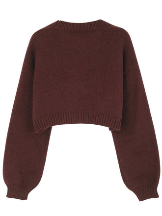 Cardigan corto in maglia di pan di zenzero natalizio marrone anni '60