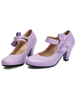 Scarpe con tacco alto in pelle con cinturino a fiocco