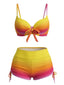 Set Bikini Arancione Anni '60 Sfumato con Lacci e Pantaloncini
