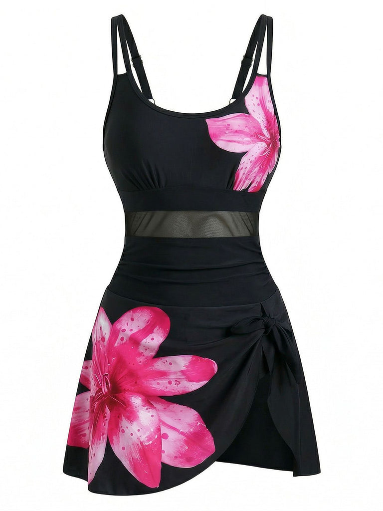 Costumi con Gonna Anni '40 Floreale Scollo Tondo Nodo e Rete