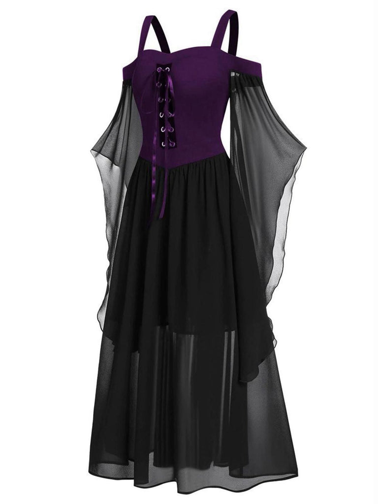 Abito con spalline trasparenti da strega Halloween anni '50
