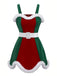 Completo di abiti natalizi in peluche rosso e verde anni '60