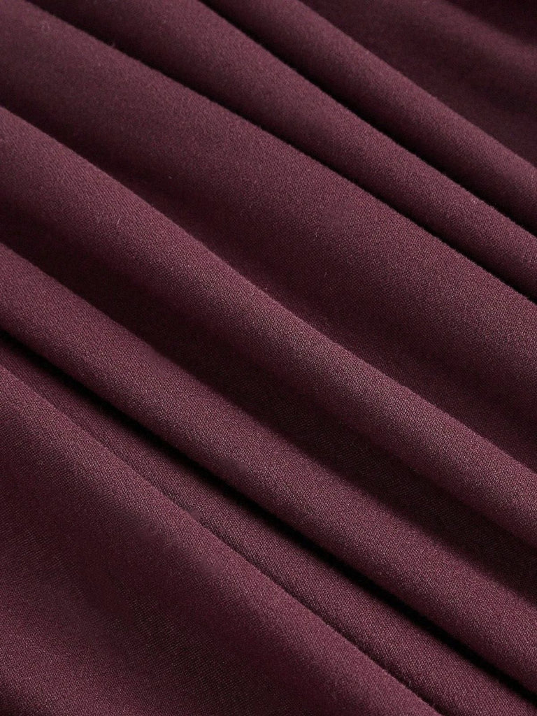 Abito plissettato con spalle scoperte bordeaux anni '40