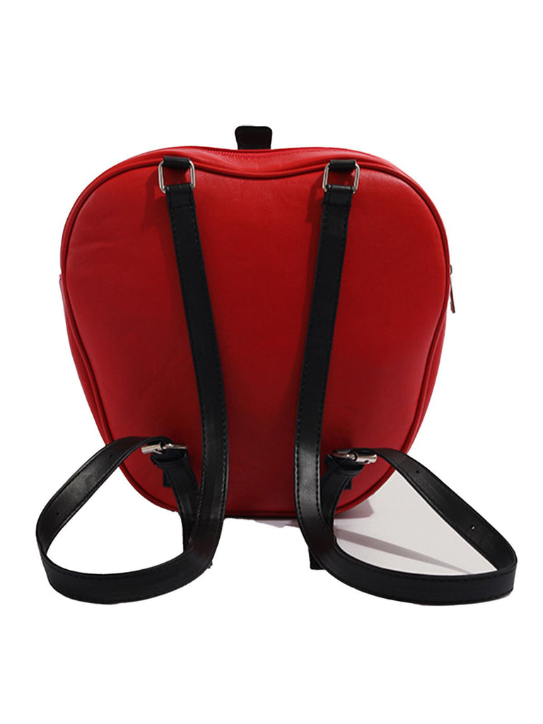 Borsa a tracolla gotico a forma di mela in pelle con fiocco