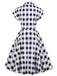 Abito plaid con revers a contrasto anni '50