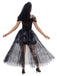 Completo abito in tulle da sposa fantasma Halloween nero anni '70