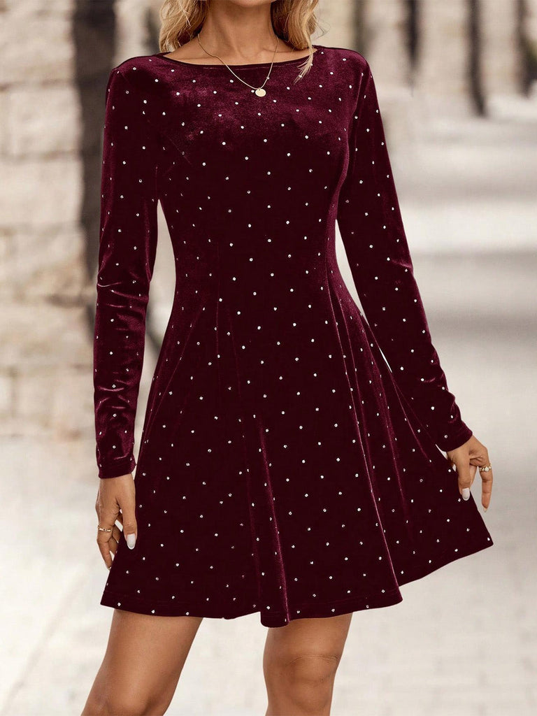 Abito da sera in velluto con strass anni '80