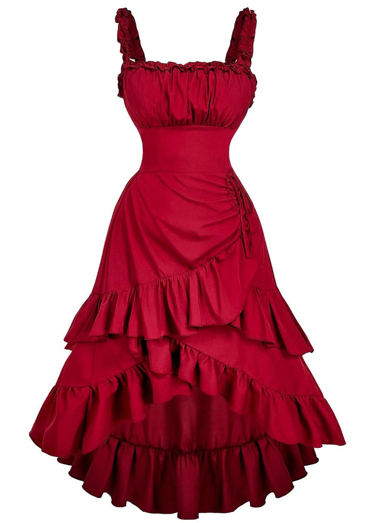 [Prevendita] Abito arricciature e orlo a balze con spalline anni '50