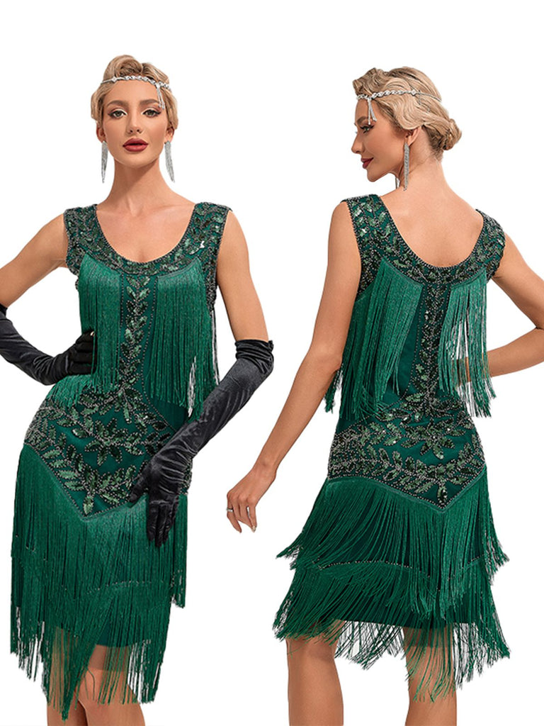 Abito a sirena in rete paillettes scollo a V anni '20