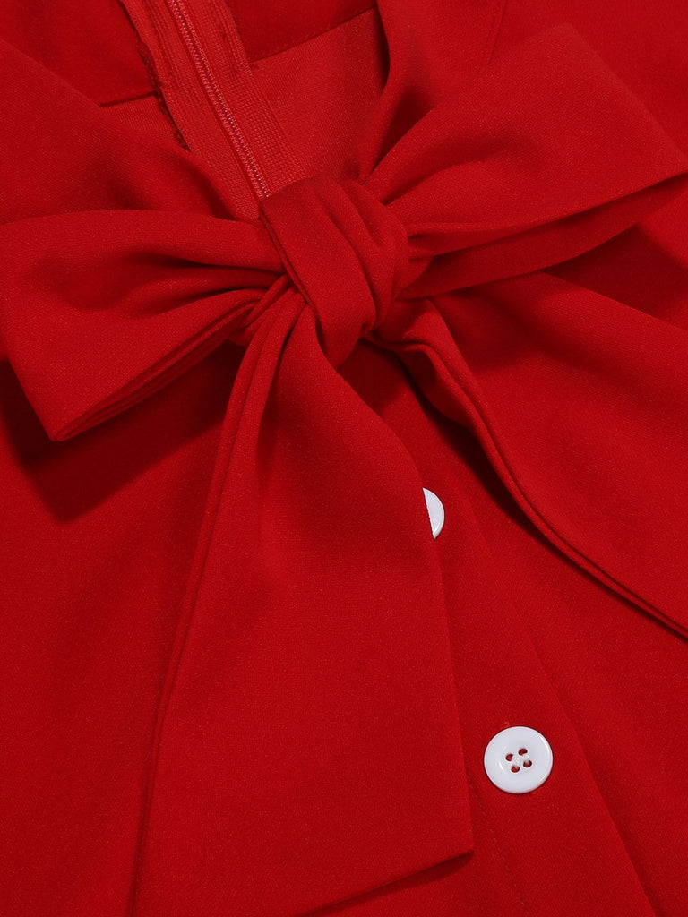 Abito a ruota a pois con fiocco anni '50