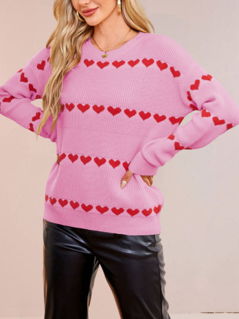 Maglione a maglia a forma di cuore San Valentino anni '40