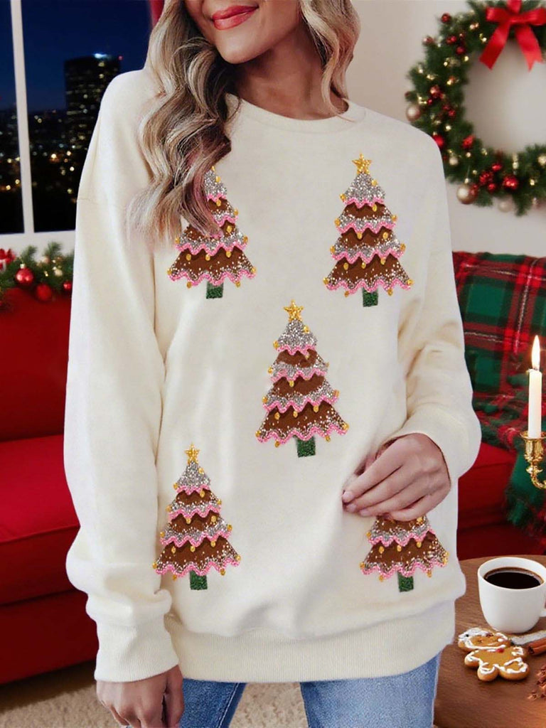 Maglione con paillettes a forma di albero di Natale anni '80