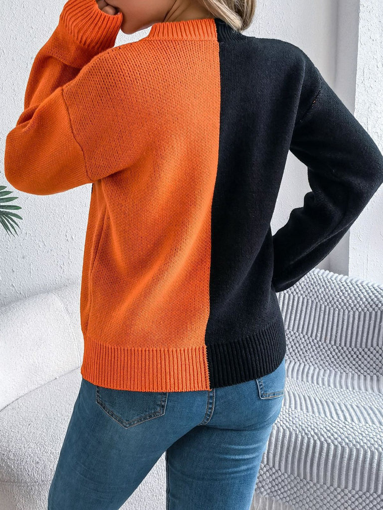 Maglione lavorato a maglia con faccia di zucca anni '40