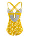 Costumi intero margherite patchwork giallo anni '50