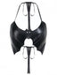 Top gotico con lacci e scollo all'americana nero anni '80